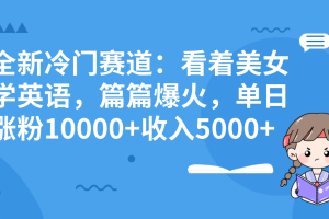 （8194期）全新冷门赛道：看着美女学英语，篇篇爆火，单日涨粉10000+收入5000+