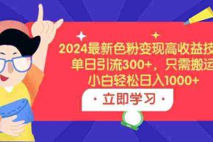 （9480期）2024最新色粉变现高收益技术，单日引流300+，只需搬运，小白轻松日入1000+