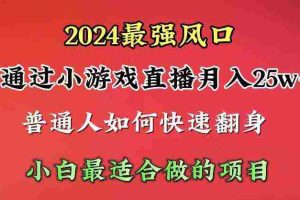 （10020期）2024年最强风口，通过小游戏直播月入25w+单日收益5000+小白最适合做的项目