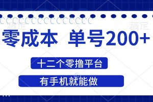 (14322期)2025年零成本单号200+,十二个零撸平台撸收益,有手机就能做