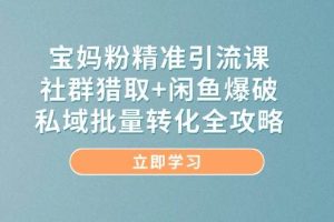 （14820期）宝妈粉精准引流课，社群猎取+闲鱼爆破，私域批量转化全攻略