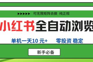 （16197期）小红书全自动浏览项目， 零投资，全程手机去跑，单账号一天10元+，可无限矩阵去做
