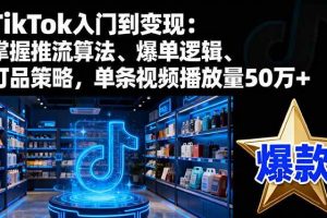 （16367期）TikTok入门到变现：掌握推流算法、爆单逻辑、打品策略，单条视频播放量50w